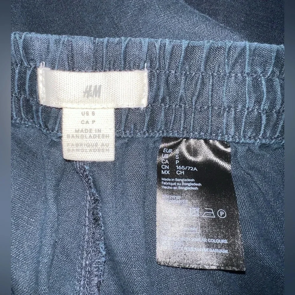 H&M, S, navy blue,‎ line pocketed elastic waist w/drawstring tassel jogger, pant